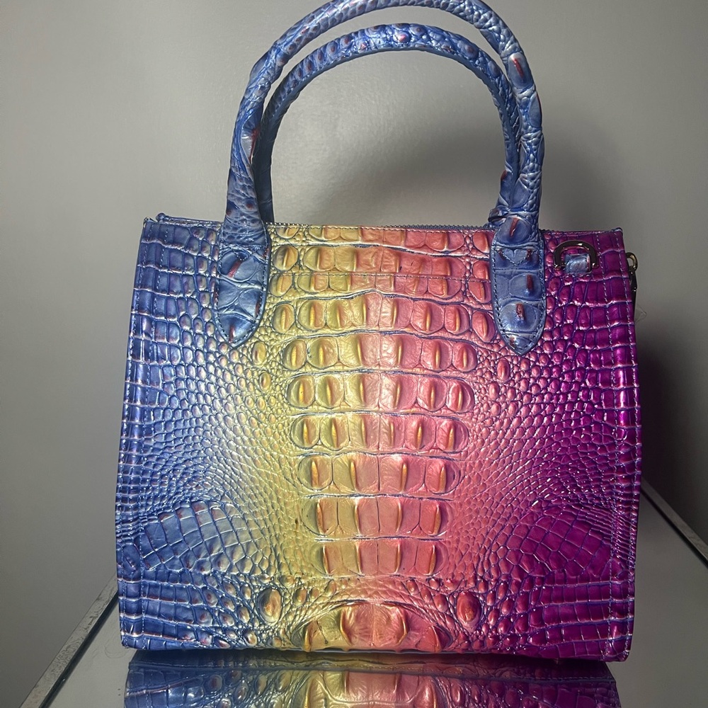 BRAHMIN | Colorful Crocodile Embossed Satchel - Picture 3 of 3